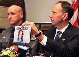 District Attorney James Murphy and New York State Police Major William Sprague at a news conference involving the disappearance of a young woman from the county